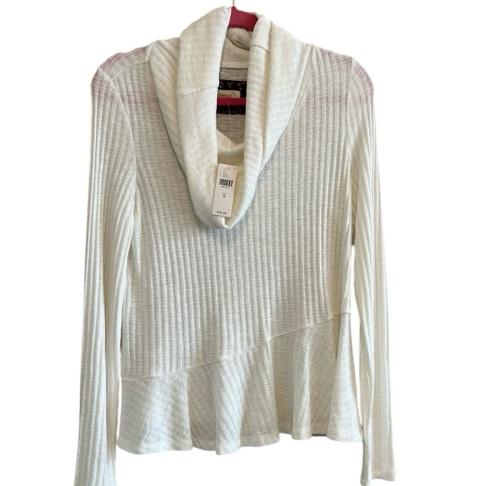Anthropologie Maeve Cream Cowl Neck Sweater, Ribbed Knit Size Medium NEW